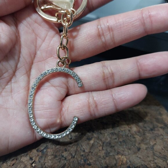Initial Letter C Simple Keychains Bag Charm Accessory Blingy - Picture 5 of 6